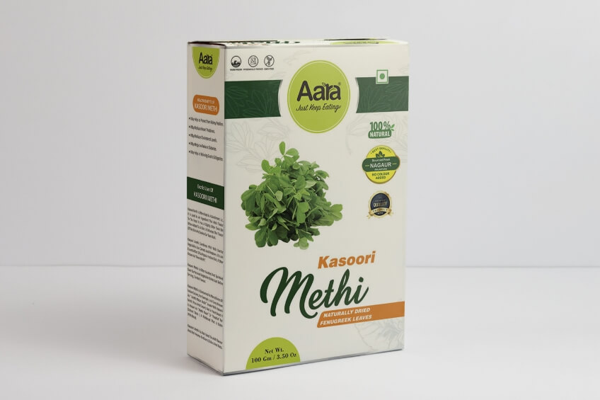 Kasoori Methi packaging carton box by AMBA-offset printers